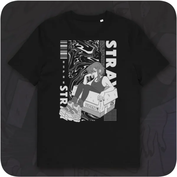 Stray Anime Girl Streetwear Design Black T-shirt
