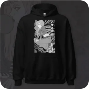 BUBBLEGUm Anime Girl Streetwear Design Black Hoodie