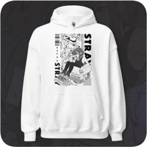 Stray Anime Girl Streetwear Design White Hoodie