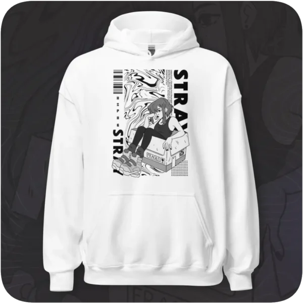 Stray Anime Girl Streetwear Design White Hoodie