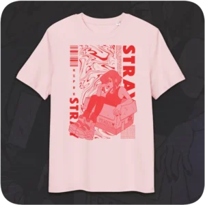 Stray Anime Girl Streetwear Design Pink T-shirt