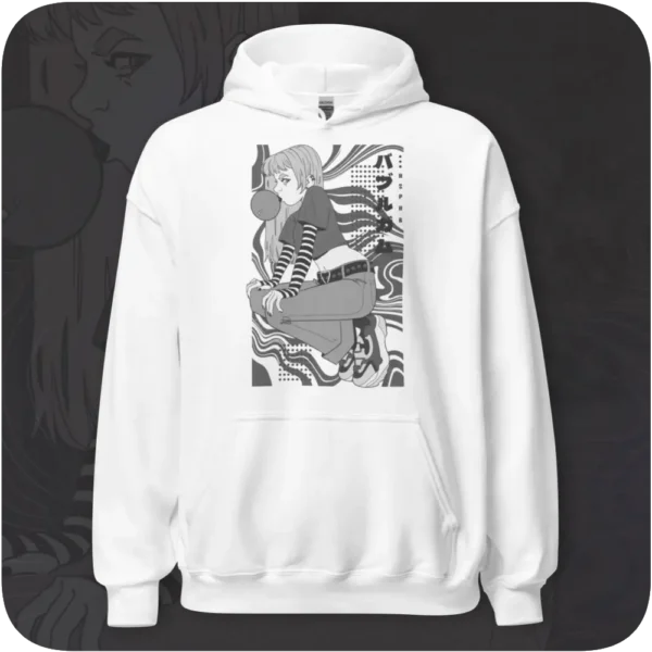 BUBBLEGUM Anime Girl Streetwear Design White Hoodie