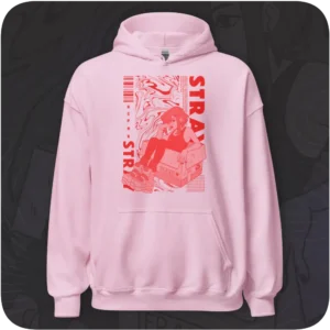Stray Anime Girl Streetwear Design Pink Hoodie