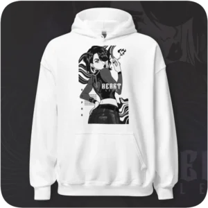 Heartless Anime Girl Streetwear Design White Hoodie