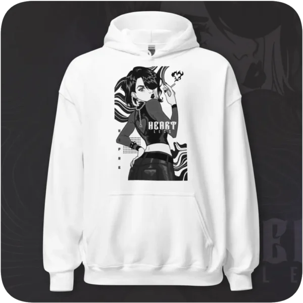 Heartless Anime Girl Streetwear Design White Hoodie