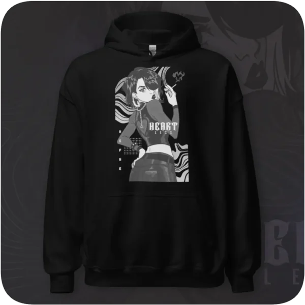 Heartless Anime Girl Streetwear Design Black Hoodie