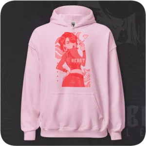Heartless Anime Girl Streetwear Design Pink Hoodie