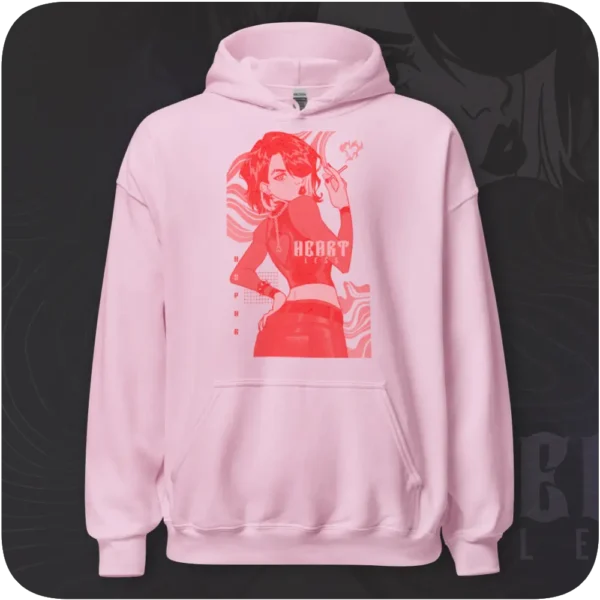 Heartless Anime Girl Streetwear Design Pink Hoodie