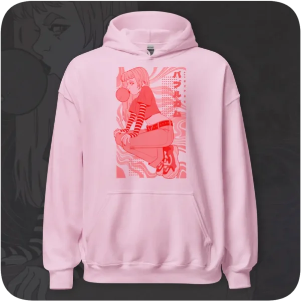 BUBBLEGUM Anime Girl Streetwear Design Pink Hoodie