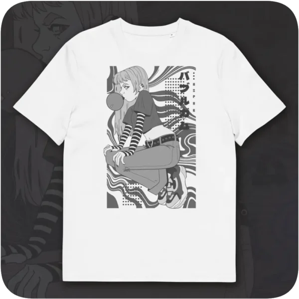 Bubblegum Anime Girl Streetwear Design Black T-shirt