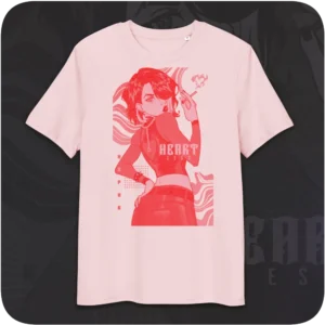 Heartless Anime Girl Streetwear Design Pink T-shirt