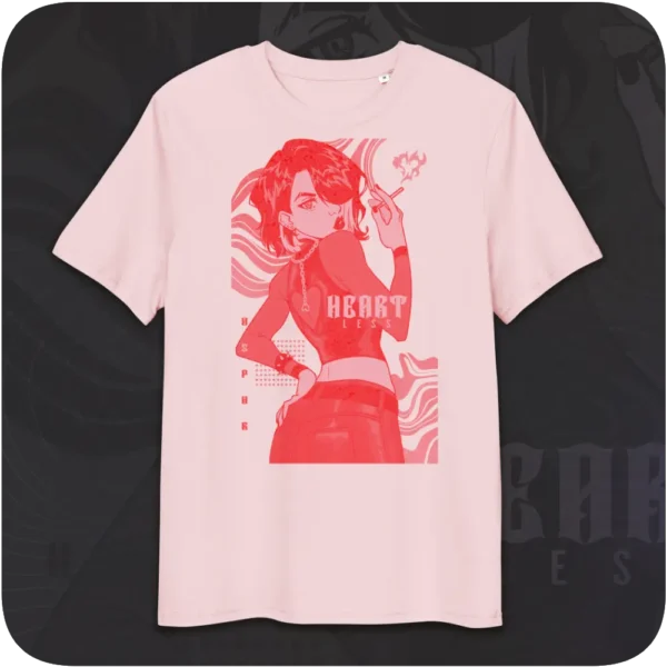 Heartless Anime Girl Streetwear Design Pink T-shirt